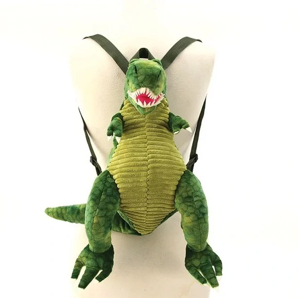 Restocked! Kids Gift Green Dinosaur Plush T-Rex Back Pack - Picture 4 of 4